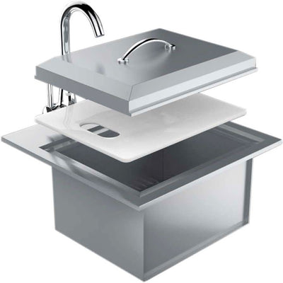 Sunstone Commercial Sinks with Lid and Cutting Board, 21 Inch - B-PS21