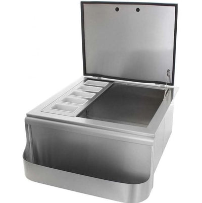 PCM 260 Series 18 Inch Slide In Ice Bin Cooler With Speed Rail & Condiment Holder - BBQ-260-18SI
