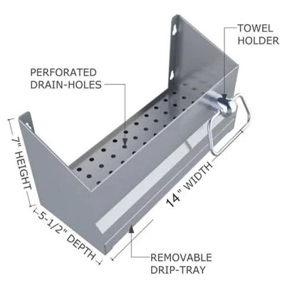 Sunstone Bar Caddy Speed Rail w/Drip Pan & Towel Holder - BC-BC14