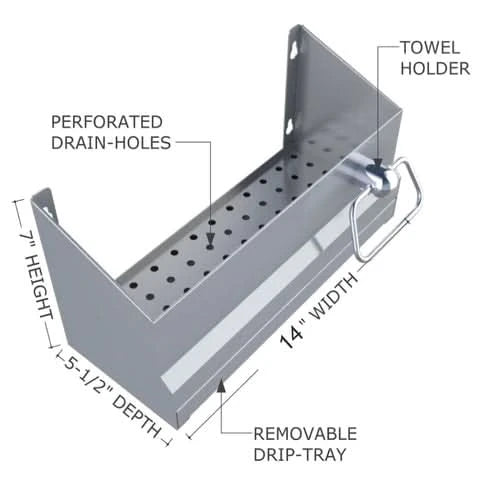 Sunstone Bar Caddy Speed Rail w/Drip Pan & Towel Holder - BC-BC14