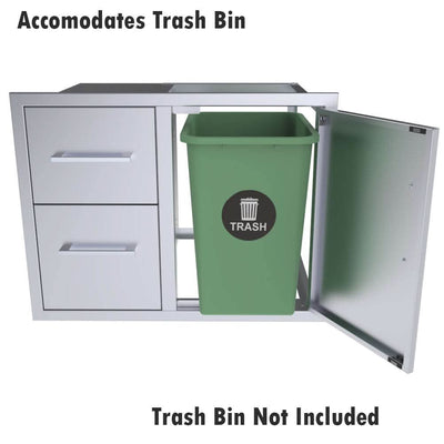 Sunstone 30 Beveled Style Double Drawer & Door Combo w/Removable Support Frame - BA-DDC30