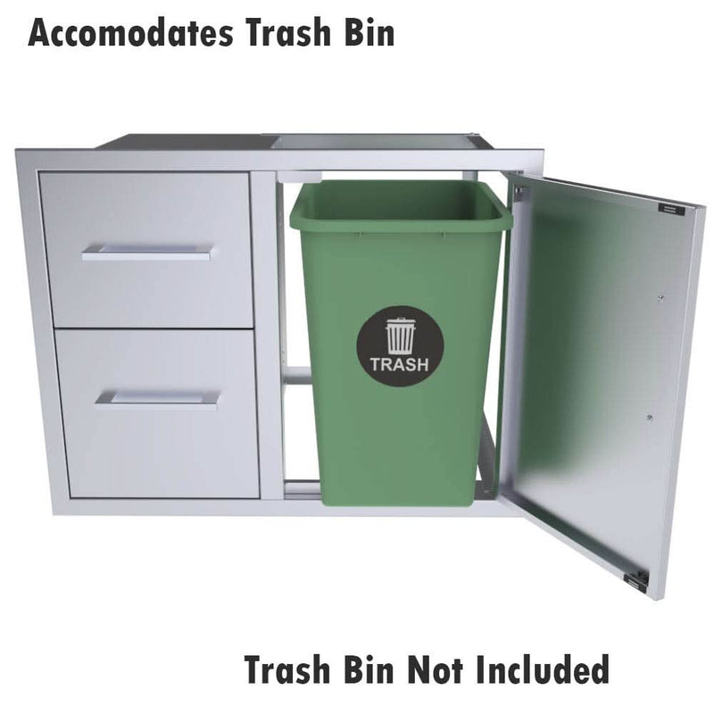Sunstone 30 Beveled Style Double Drawer & Door Combo w/Removable Support Frame - BA-DDC30