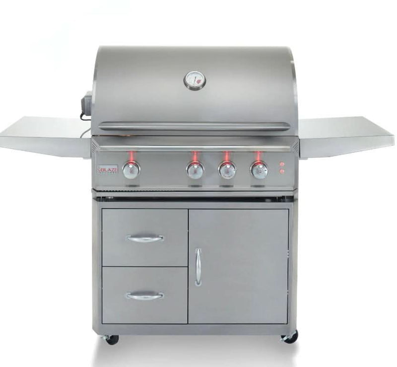 Blaze Professional LUX - 34-Inch 3-Burner Freestanding Grill - Liquid Propane Gas with Rear Infrared Burner - BLZ-3PRO-LP + BLZ-3PRO-CART-LTSC