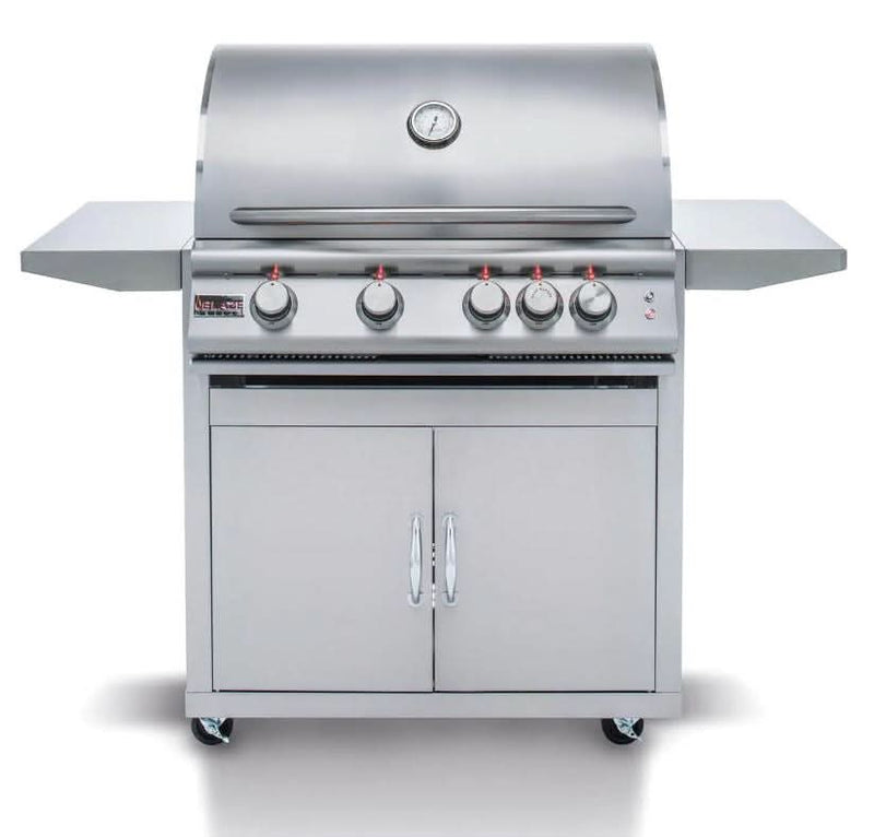 Blaze Premium LTE - 32-Inch 4-Burner Freestanding Grill - Liquid Propane Gas with Rear Infrared Burner & Grill Lights - BLZ-4LTE2MG-LP + BLZ-4-CART-SC