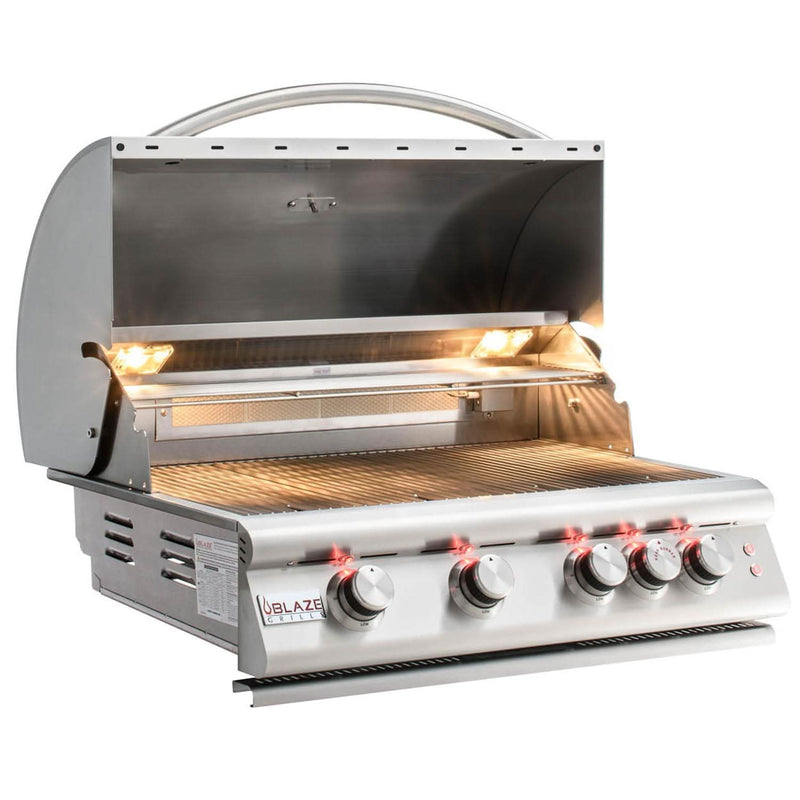 Blaze Premium LTE - 32-Inch 4-Burner Built-In Grill - Liquid Propane Gas with Rear Infrared Burner & Grill Lights - BLZ-4LTE2-LP