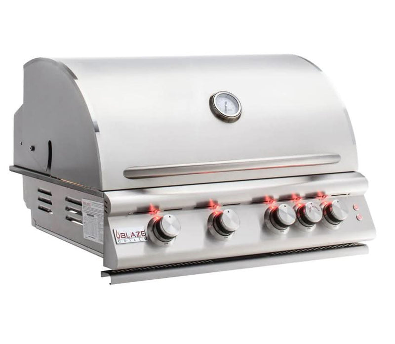 Blaze Premium LTE - 32-Inch 4-Burner Built-In Grill - Liquid Propane Gas with Rear Infrared Burner & Grill Lights - BLZ-4LTE2MG-LP