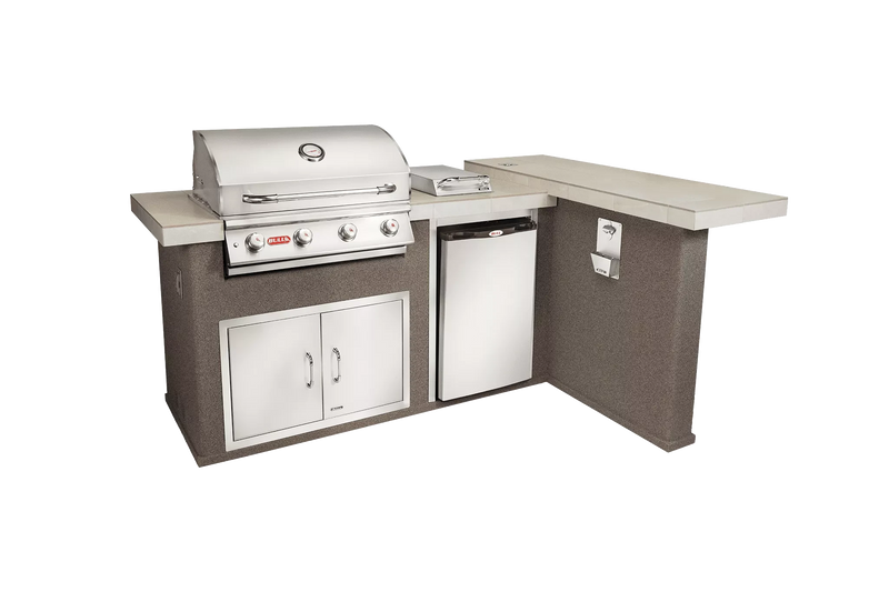 Bull Island Luxury Q Outdoor L-Shaped Kitchen & Grill Quartzsite Base - 31026-LP