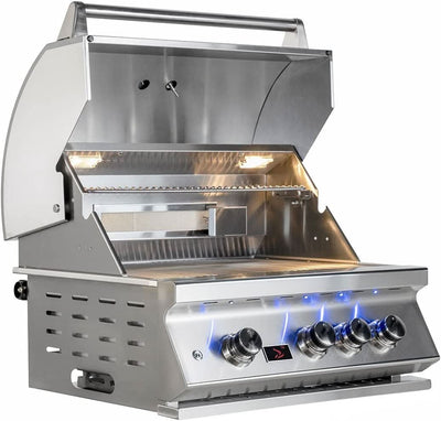Bonfire Whistler - 28-Inch 3-Burner Built-In LP Grill with Side Burner Door/Drawer Combo and Smoker Box - PCKG2CBB3-LP-DDSMKBX