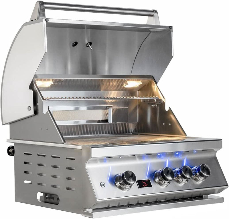 Bonfire Whistler - 28-Inch 3-Burner Built-In LP Grill with Side Burner Door/Drawer Combo and Smoker Box - PCKG2CBB3-LP-DDSMKBX