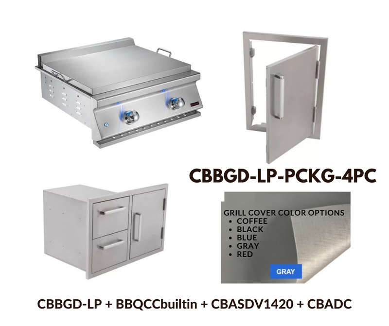 Whistler Standard Package Built-in Gas Griddle with Stainless Steel Access door, Door Drawer Combo and Custom Grill cover with 5 year warranty LP