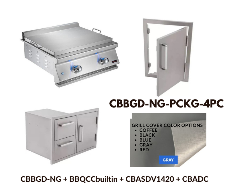 Whistler Standard Package Built-in Gas Griddle with Stainless Steel Access door, Door Drawer Combo and Custom Grill cover with 5 year warranty NG