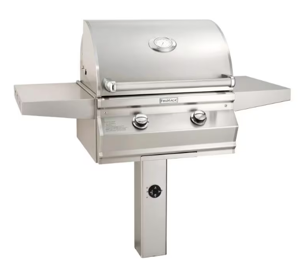 Fire Magic Choice Multi-User 24-Inch 2-Burner In-Ground Post Grill with Analog Thermometer - Liquid Propane Gas - CM430S-RT1P-G6