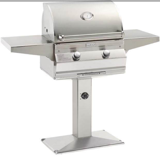 Fire Magic Choice Multi-User - 24-Inch 2-Burner Patio Post Grill with Analog Thermometer - Liquid Propane Gas - CM430S-RT1P-P6