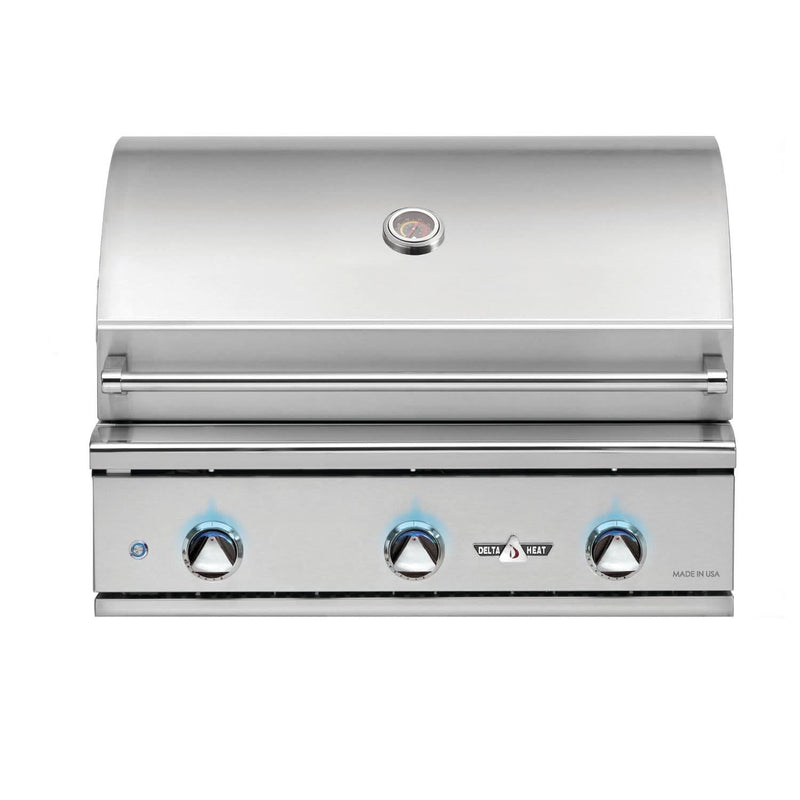 Delta Heat - 32-Inch 3-Burner Freestanding Grill - Liquid Propane Gas - DHBQ32G-DL + DHGB32-C