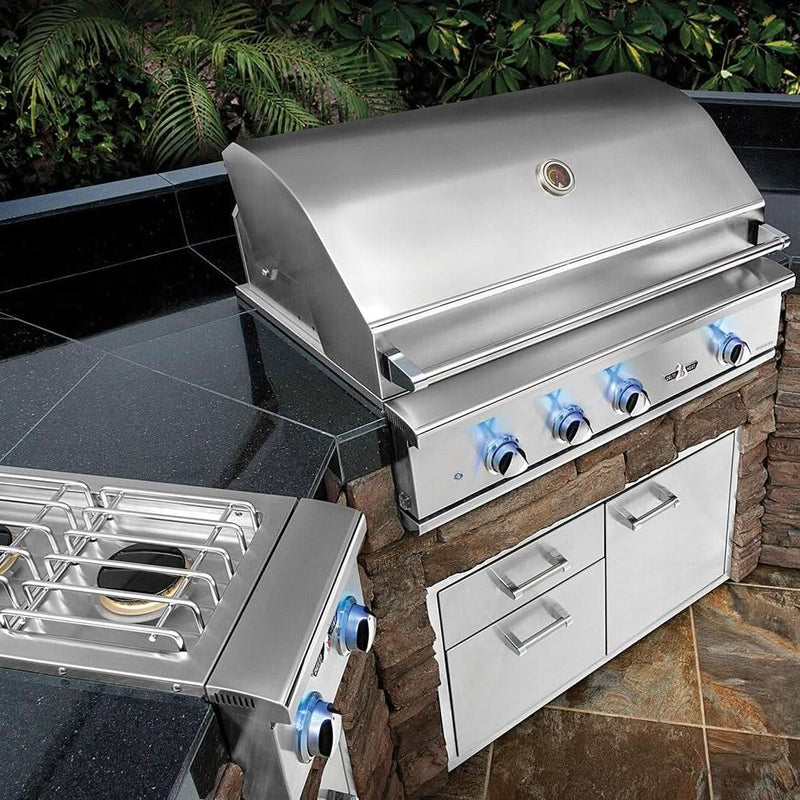 Delta Heat - 32-Inch 3-Burner Freestanding Grill with Infrared Rotisserie Burner - Liquid Propane Gas - DHBQ32R-DL + DHGB32-C