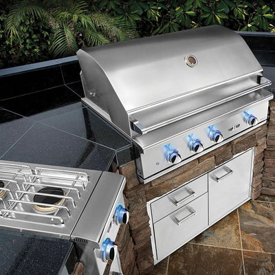 Delta Heat - 32-Inch 3-Burner Freestanding Grill with Sear Zone and Infrared Rotisserie Burner - Liquid Propane Gas - DHBQ32RS-DL + DHGB32-C