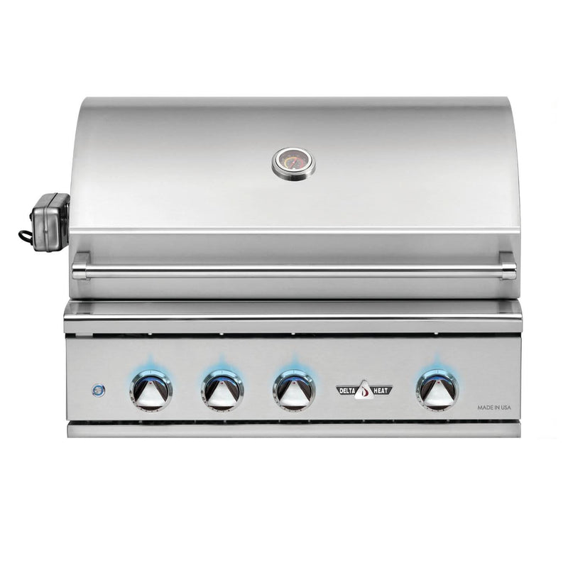 Delta Heat - 32-Inch 3-Burner Freestanding Grill with Infrared Rotisserie Burner - Liquid Propane Gas - DHBQ32R-DL + DHGB32-C