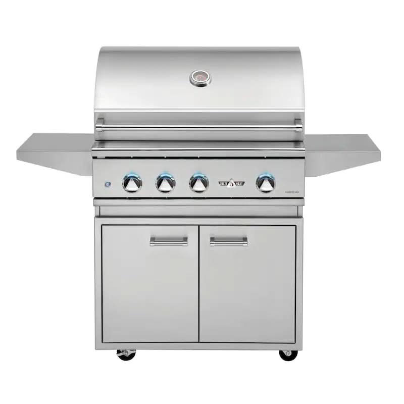 Delta Heat - 32-Inch 3-Burner Freestanding Grill with Sear Zone and Infrared Rotisserie Burner - Liquid Propane Gas - DHBQ32RS-DL + DHGB32-C