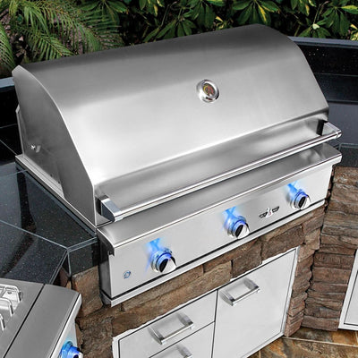 Delta Heat - 38-Inch 3-Burner Freestanding Grill - Liquid Propane Gas - DHBQ38G-DL + DHGB38-C