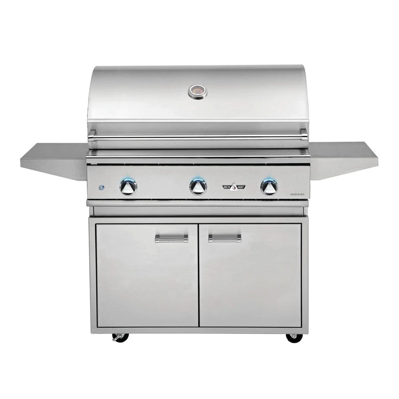 Delta Heat - 38-Inch 3-Burner Freestanding Grill - Liquid Propane Gas - DHBQ38G-DL + DHGB38-C