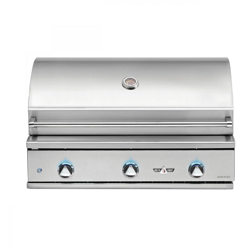 Delta Heat - 38-Inch 3-Burner Freestanding Grill - Liquid Propane Gas - DHBQ38G-DL + DHGB38-C