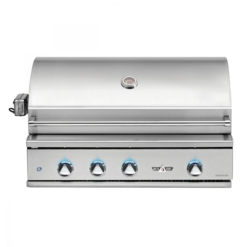 Delta Heat - 38-Inch 3-Burner Freestanding Grill with Infrared Rotisserie Burner - Natural Gas - DHBQ38R-DN + DHGB38-C