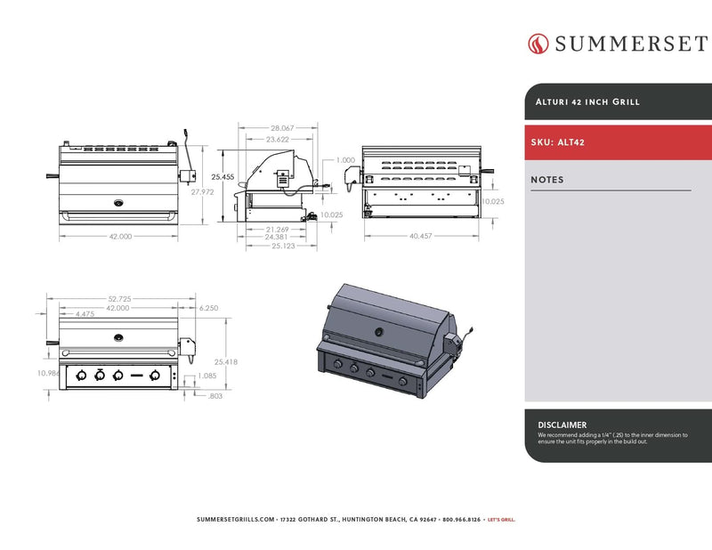 Summerset Alturi - 42-Inch 3-Burner Built-In Grill - Natural Gas - ALT42T-NG