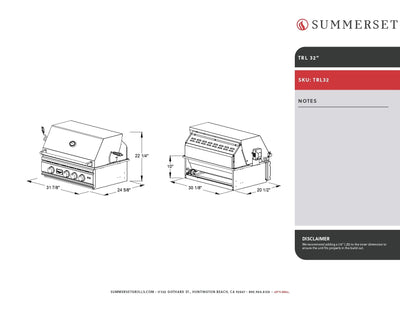 Summerset TRL - 32-Inch 3-Burner Built-In Grill - Natural Gas - TRL32-NG