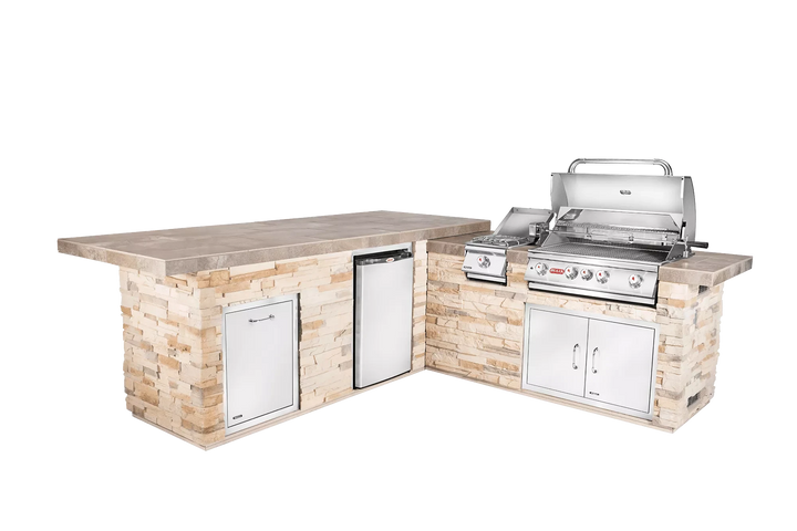 Bull Island Gourmet Q L Shaped Outdoor Kitchen & Rock Base - 31021-LP
