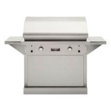 TEC Patio FR - 44-Inch 2-Burner - Freestanding Grill - Natural Gas on Stainless Steel Pedestal with Side Shelves - PFR2NTPEDS