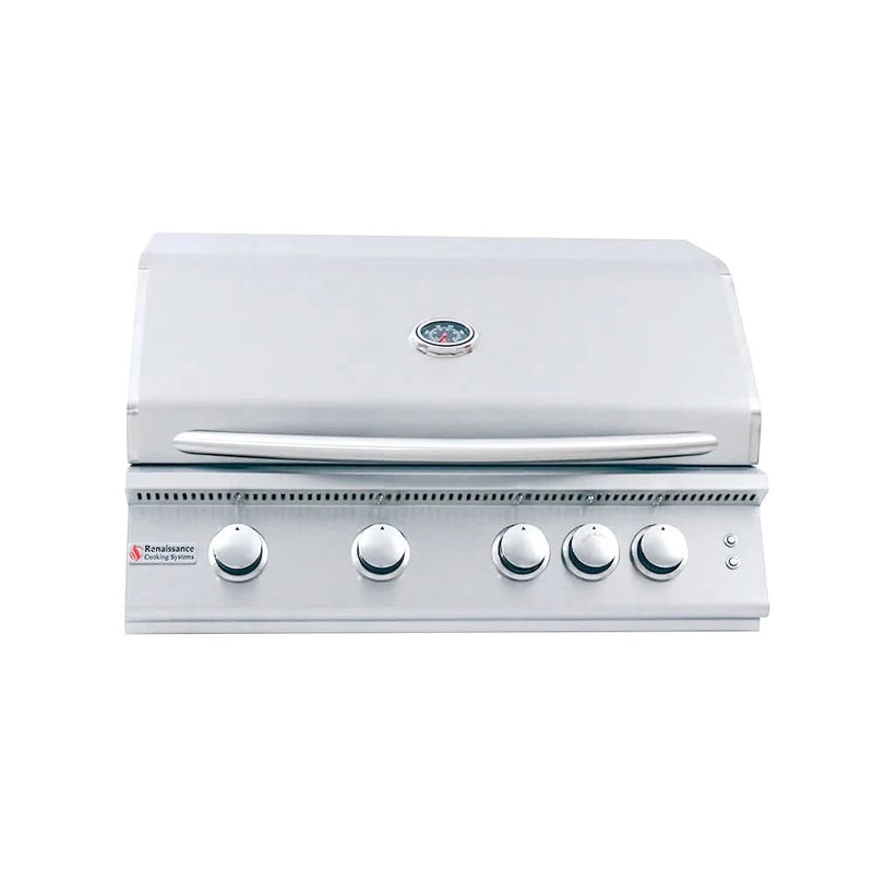RCS Premier - 32-Inch 4-Burner Built-In Grill with Blue LED and Rear Burner - Natural Gas - RJC32AL