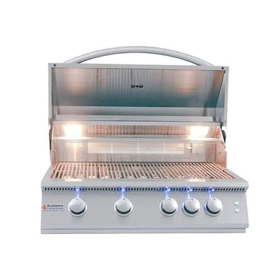 RCS Premier - 32-Inch 4-Burner Built-In Grill with Blue LED and Rear Burner - Natural Gas - RJC32AL