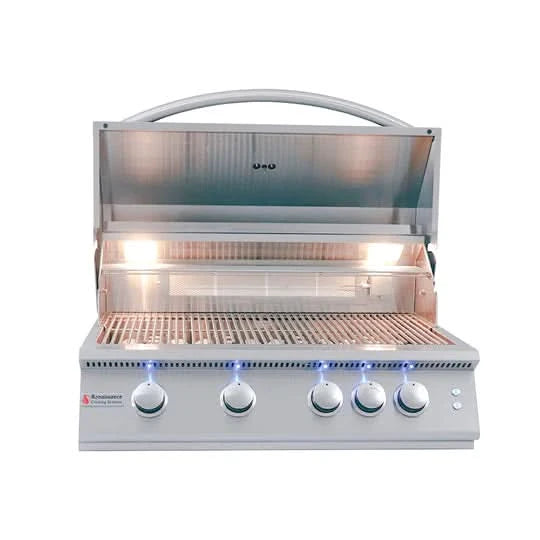 RCS Premier - 32-Inch 4-Burner Built-In Grill with Blue LED and Rear Burner - Natural Gas - RJC32AL