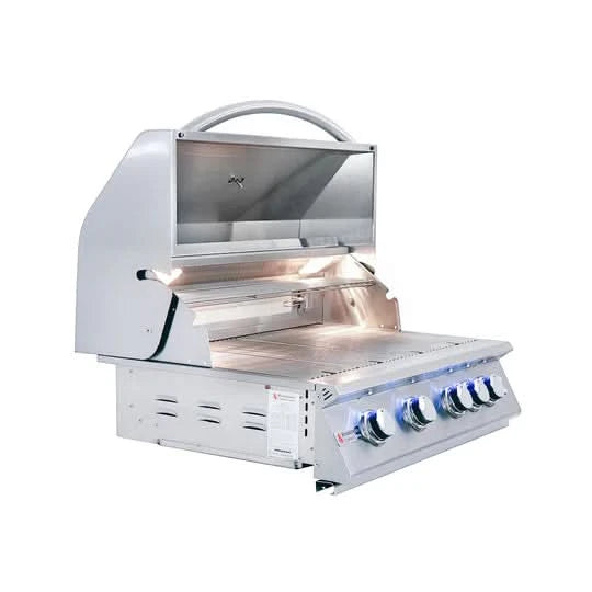 RCS Premier - 32-Inch 4-Burner Built-In Grill with Blue LED and Rear Burner - Natural Gas - RJC32AL