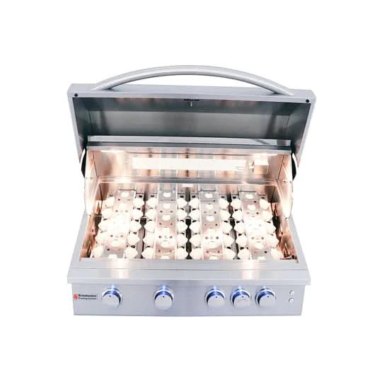 RCS Premier - 32-Inch 4-Burner Built-In Grill with Blue LED and Rear Burner - Natural Gas - RJC32AL