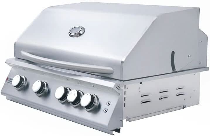RCS Premier - 32-Inch 4-Burner Built-In Grill with Blue LED Lights and Rear Burner - Liquid Propane Gas - RJC32ALLP