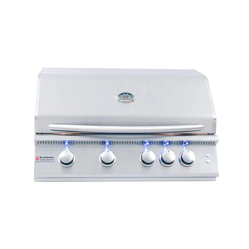 RCS Premier - 32-Inch Freestanding Grill with Blue LED Lights and Rear Burner - Natural Gas - RJC32ALCK