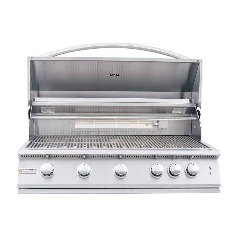 RCS Premier - 40-Inch 5-Burner Freestanding Grill with Blue LED Lights and Rear Burner - Natural Gas - RJC40ALCK