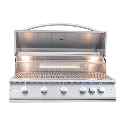 RCS Premier - 40-Inch 5-Burner Freestanding Grill with Blue LED Lights and Rear Burner - Natural Gas - RJC40ALCK