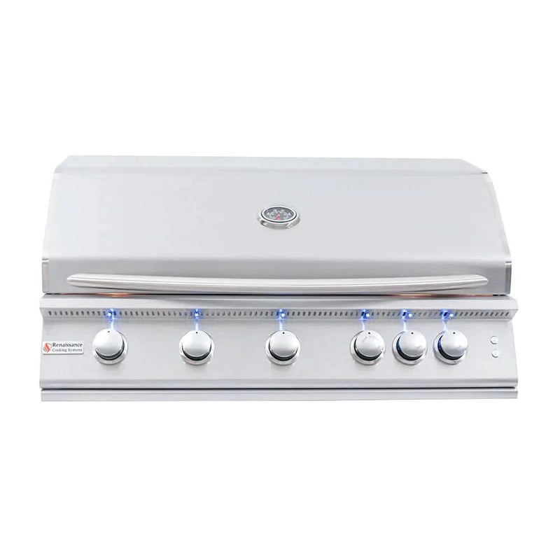 RCS Premier - 40-Inch 5-Burner Freestanding Grill with Blue LED Lights and Rear Burner - Natural Gas - RJC40ALCK