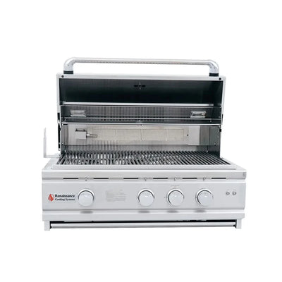 RCS Cutlass Pro - 30-Inch 3-Burner Freestanding Grill with Blue LED Lights and Rear Burner - Natural Gas - RON30A + RONMC