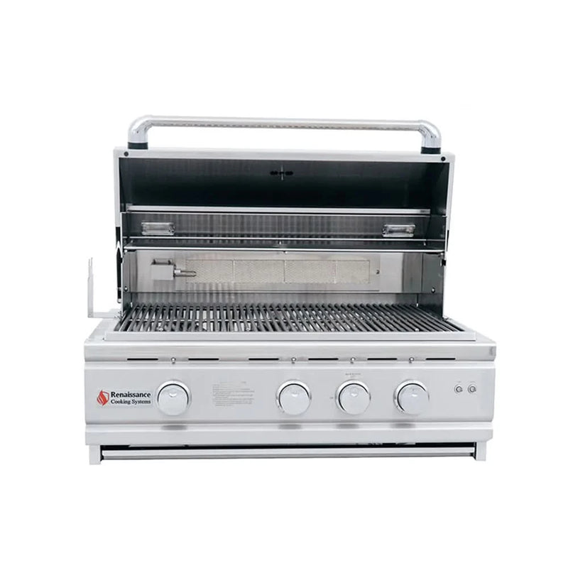 RCS Cutlass Pro 30-Inch 3-Burner Built-In Grill with Blue LED Lights and Rear Burner - Natural Gas - RON30A