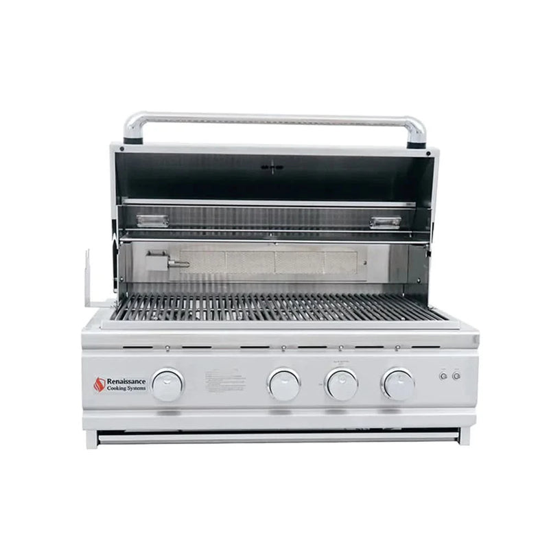 RCS Cutlass Pro Grill - 30-Inch - Freestanding Grill - Liquid Propane Gas - with Blue LED w/Rear Burner - RON30ALP + RONMC
