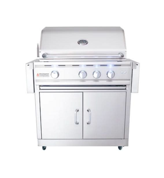 RCS Cutlass Pro Grill - 30-Inch - Freestanding Grill - Liquid Propane Gas - with Blue LED w/Rear Burner - RON30ALP + RONMC