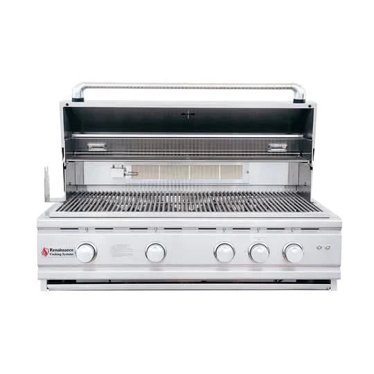 RCS Cutlass Pro - 38-Inch 4-Burner Freestanding Grill with Blue LED Lights and Rear Burner - Liquid Propane Gas - RON38ALP + RONKC