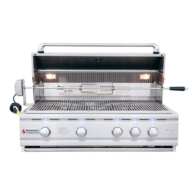 RCS Cutlass Pro - 38-Inch 4-Burner Freestanding Grill with Blue LED Lights and Rear Burner - Liquid Propane Gas - RON38ALP + RONKC