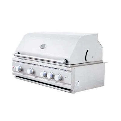 RCS Cutlass Pro - 38-Inch 4-Burner Freestanding Grill with Blue LED Lights and Rear Burner - Liquid Propane Gas - RON38ALP + RONKC