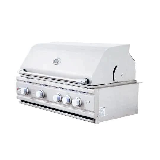 RCS Cutlass Pro - 38-Inch 4-Burner Freestanding Grill with Blue LED Lights and Rear Burner - Liquid Propane Gas - RON38ALP + RONKC