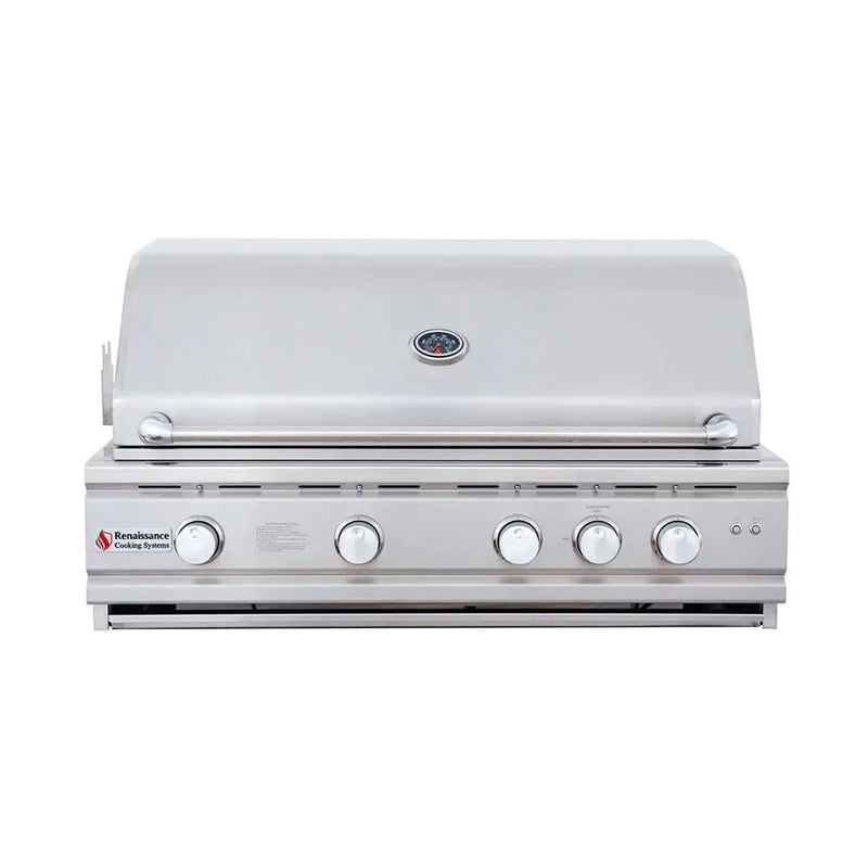 RCS Cutlass Pro - 38-Inch 4-Burner Freestanding Grill with Blue LED Lights and Rear Burner - Natural Gas - RON38A + RONKC