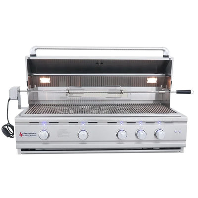 RCS Cutlass Pro - 42-Inch 4-Burner Freestanding Grill with Rear Infrared Burner and Blue LED Lights - Liquid Propane Gas - RON42ALP + RONJC